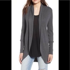 Leith Ribbed Shawl Cocoon Sweater Gray sz S